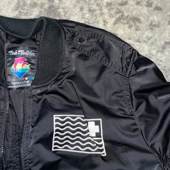 Pink Dolphin Jackets & Coats Mens Black Pink Dolphin Sheen Bomber